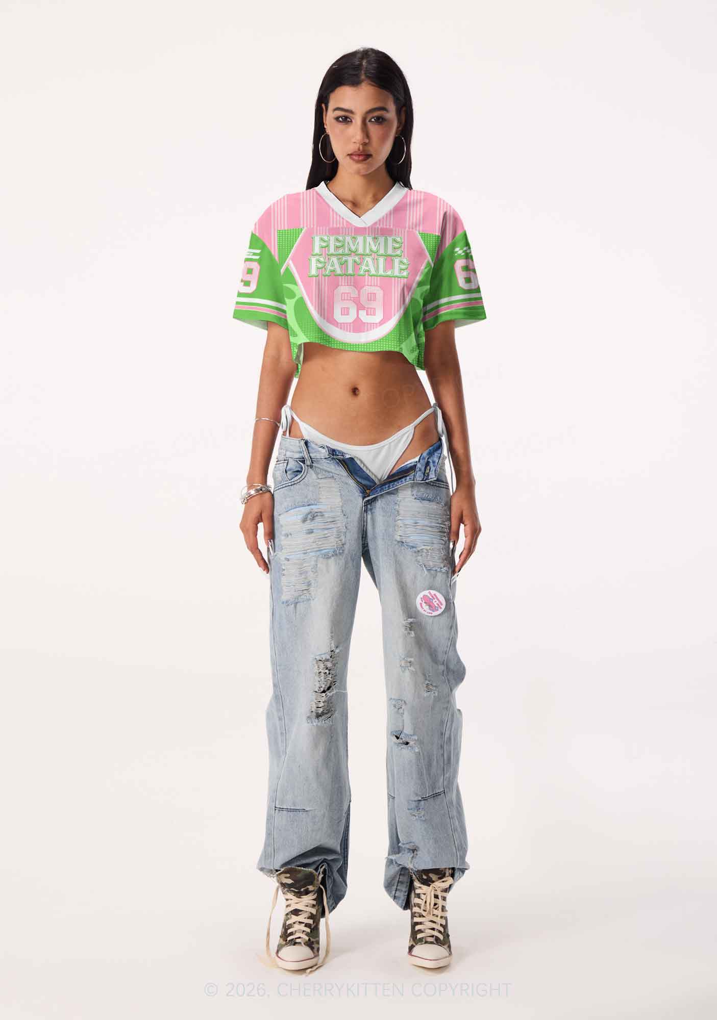 Femme Fatale Pride Y2K Crop Sport Jersey Shirts Cherrykitten