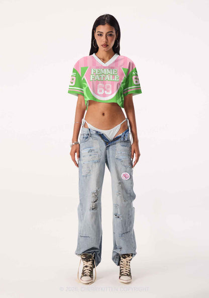 Femme Fatale Pride Y2K Crop Sport Jersey Shirts Cherrykitten