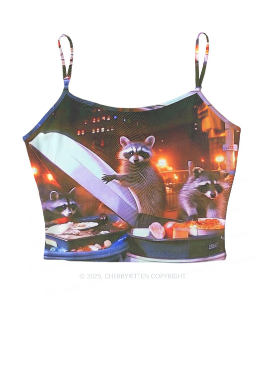 Raccoon Trash Party Y2K Mesh Cami Tank Cherrykitten