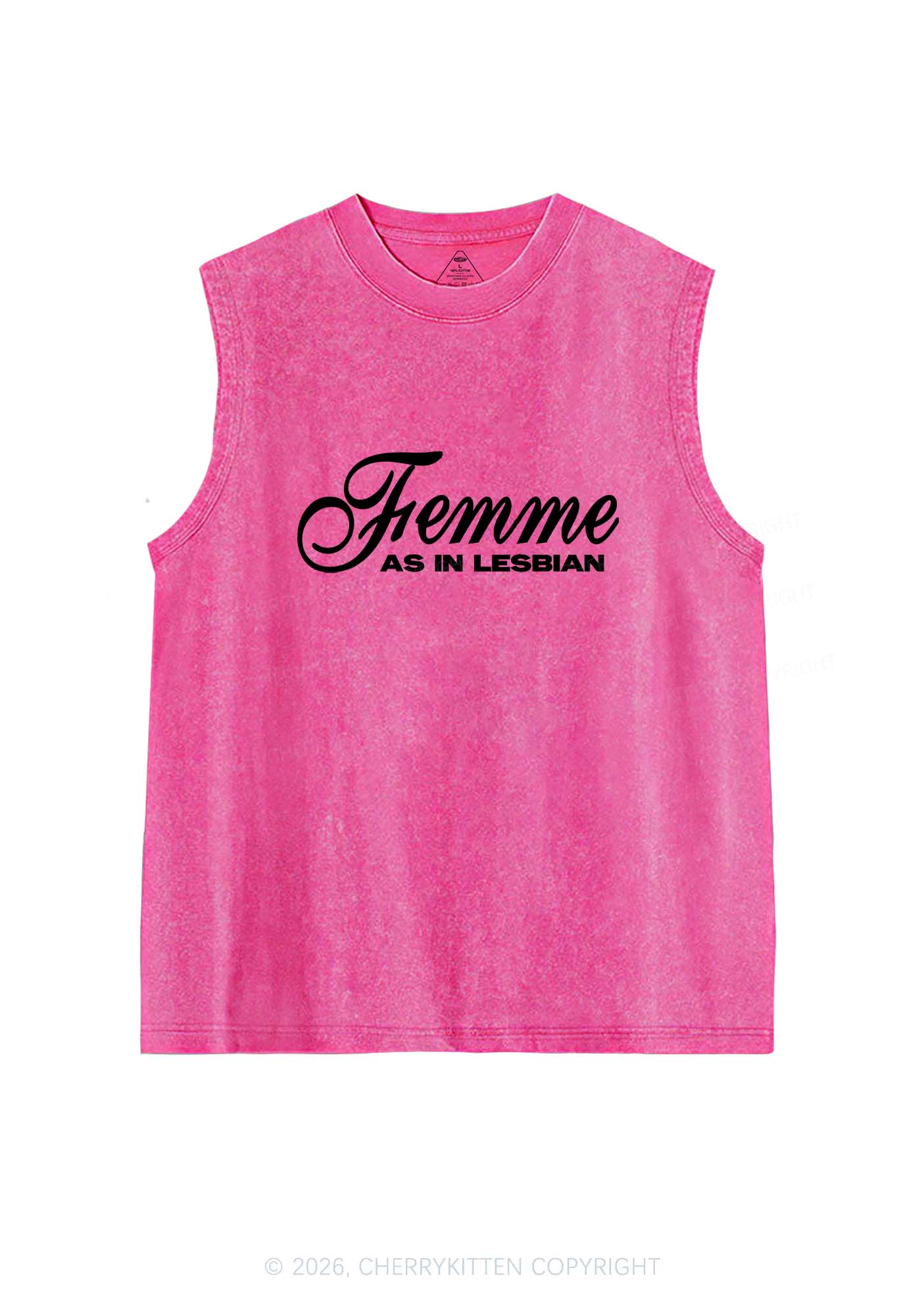 Femme As In Lesbian Pride Y2K Washed Muscle Tank Cherrykitten