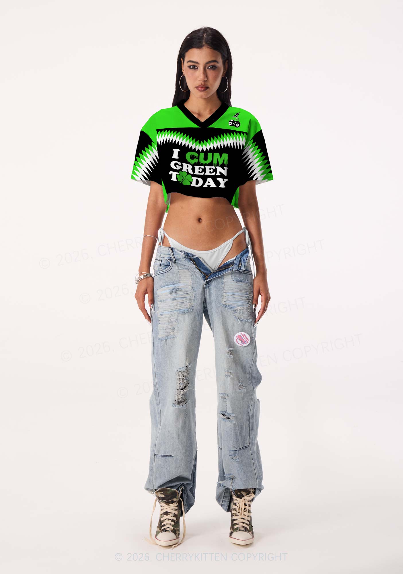 Custom I Cxm Green Today St Patricks Y2K Crop Sport Jersey Shirts Cherrykitten