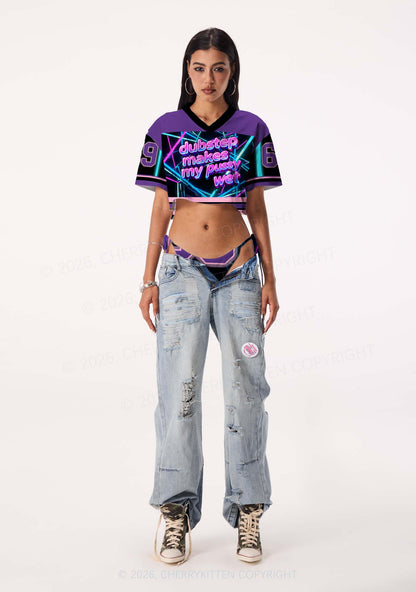 Dubstep Makes My Puxxy Wet Y2K Crop Sport Jersey Shirts Cherrykitten