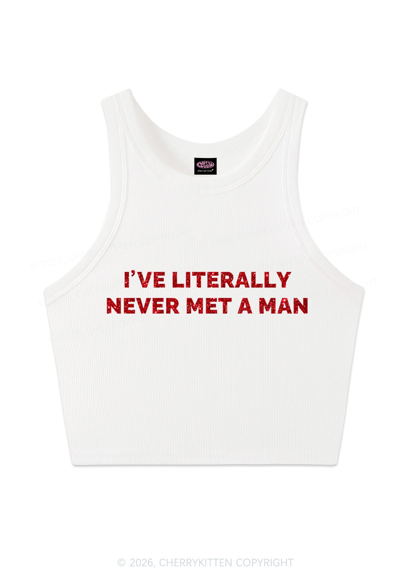 Glitter Never Met A Man Pride Y2K Crop Tank Top Cherrykitten