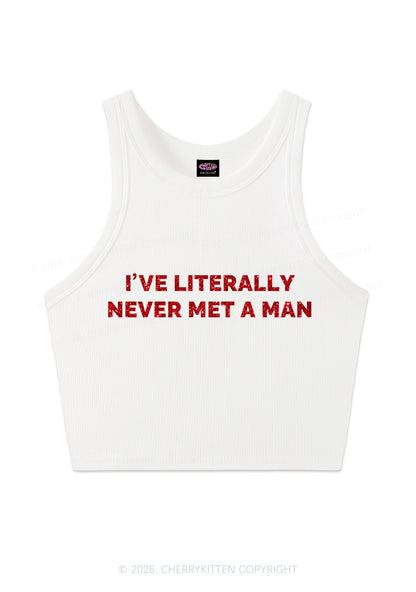 Glitter Never Met A Man Pride Y2K Crop Tank Top Cherrykitten