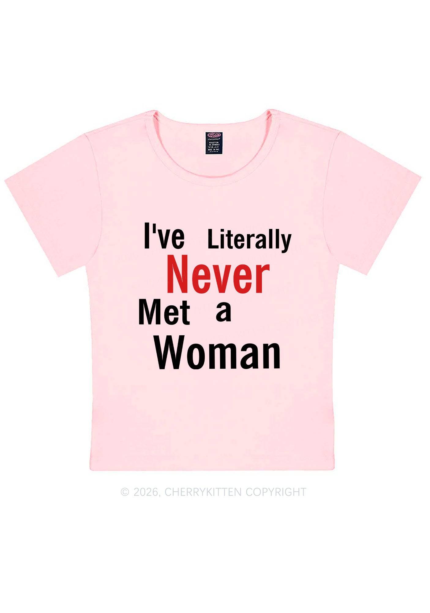 Never Met A Woman Pride Y2K Baby Tee Cherrykitten