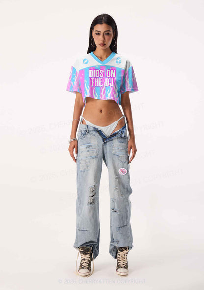 Dibs On The DJ Y2K Crop Sport Jersey Shirts Cherrykitten