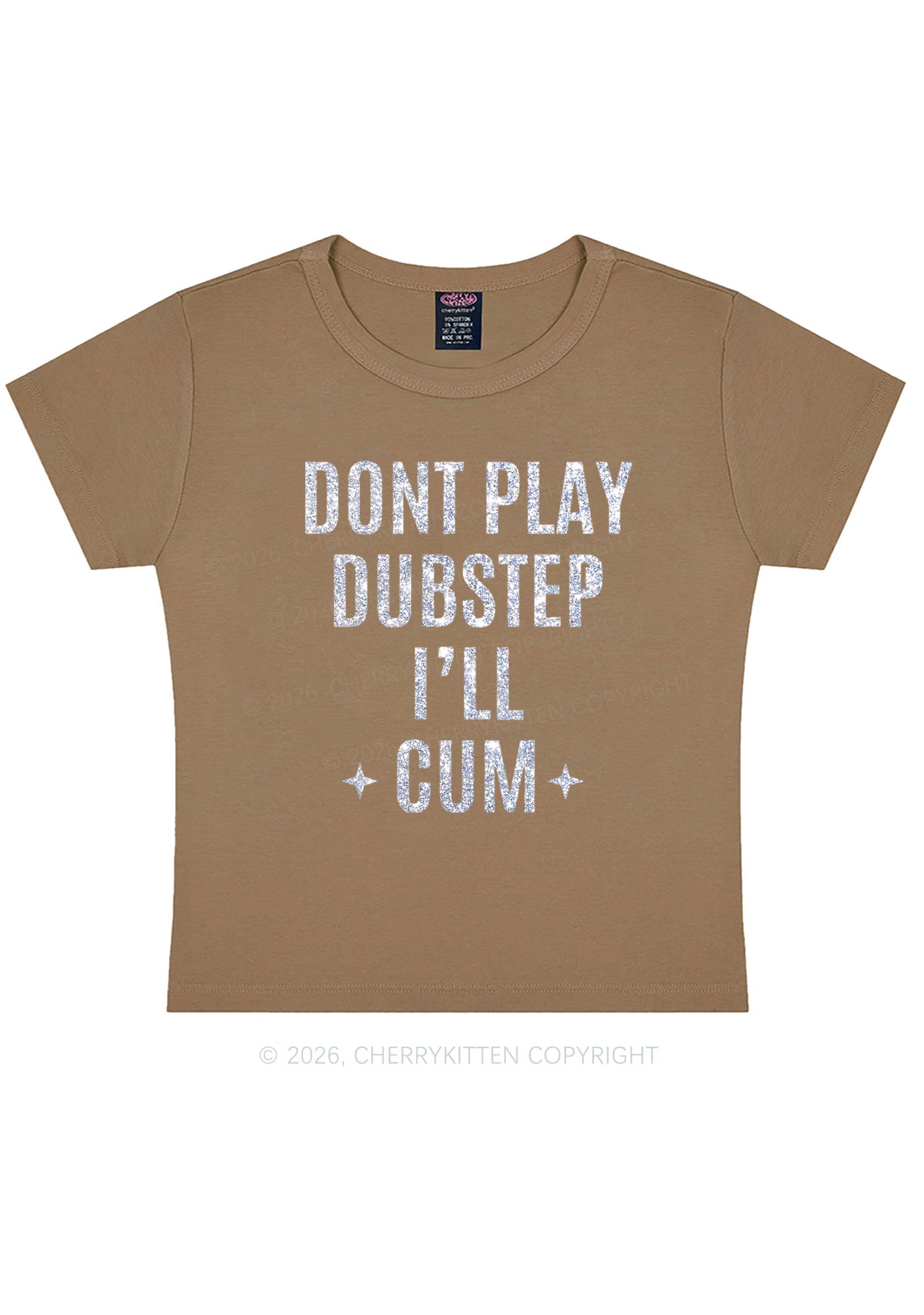 Glitter Dont Play Dubstep Y2K Baby Tee Cherrykitten