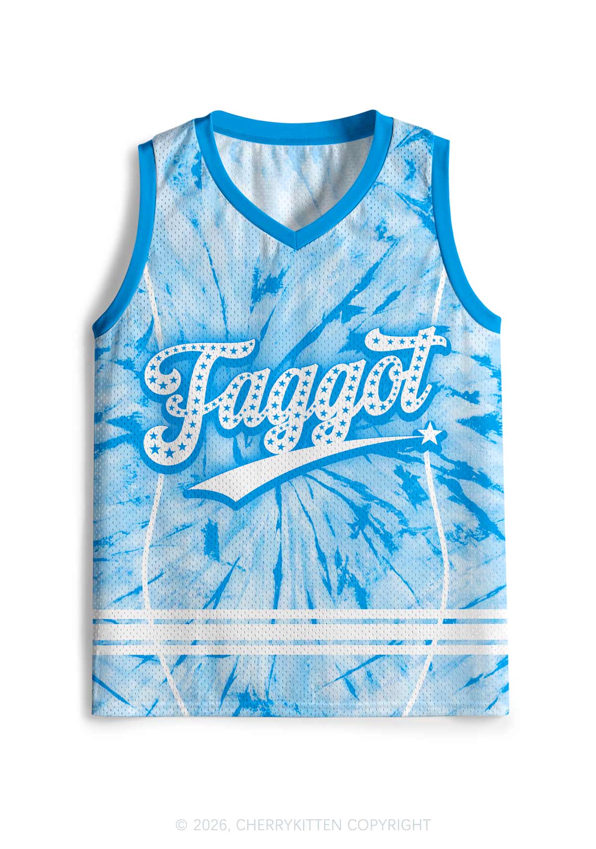 Blue Tie Dye Faggot Pride Y2K Sport Jersey Tank Cherrykitten