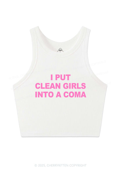 Put Clean Girls Into Coma Y2K Crop Tank Top Cherrykitten