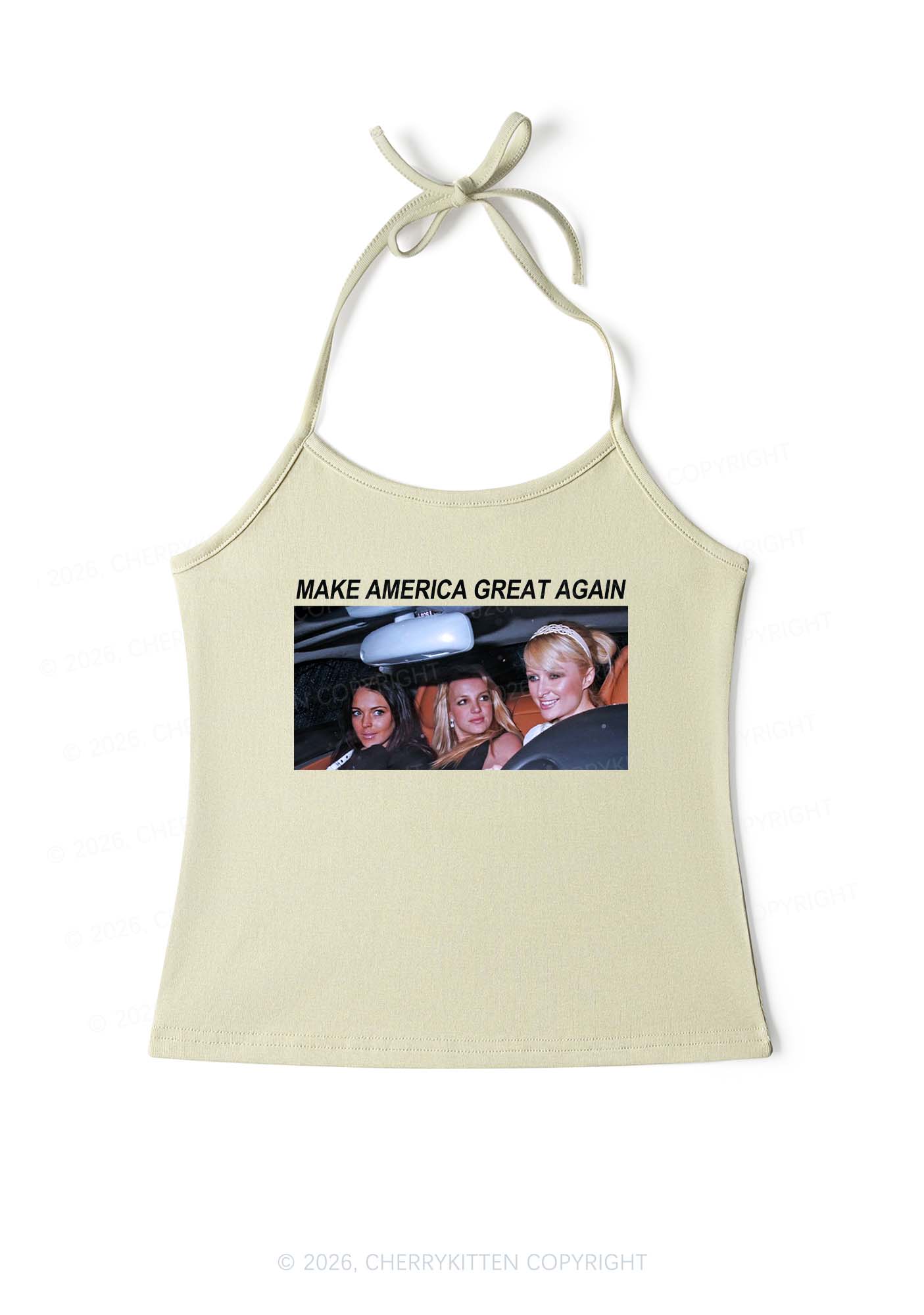 Make America Great Again Y2K Halter Neck Cami Cherrykitten