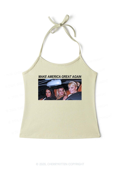 Make America Great Again Y2K Halter Neck Cami Cherrykitten