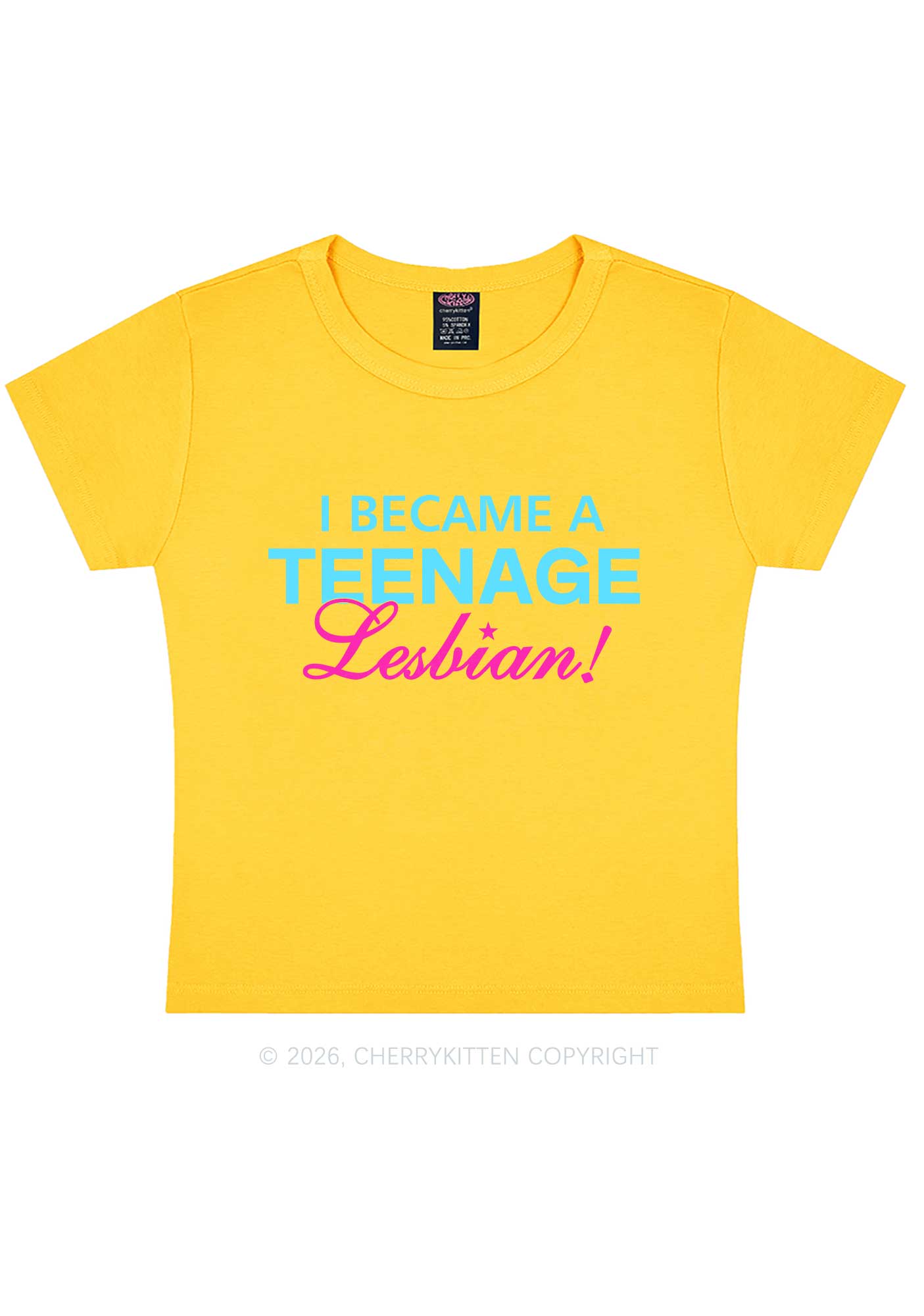 I Became A Teenage Lesbian Pride Y2K Baby Tee Cherrykitten