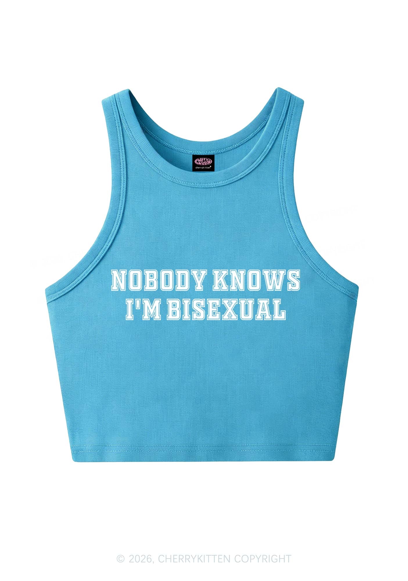 Nobody Knows Im Bisexual Pride Y2K Crop Tank Top Cherrykitten