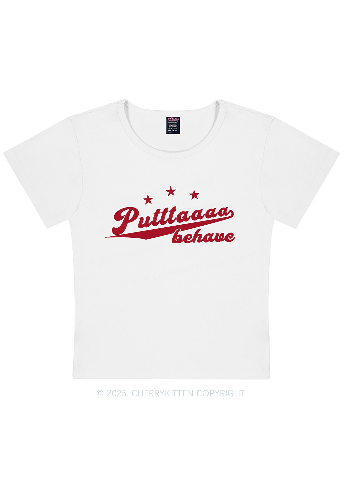 Putttaaaa Behave Y2K Baby Tee Cherrykitten