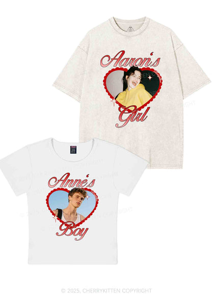 Custom Photo Heart Graphic Y2K Valentine's Day Couple Shirt Cherrykitten