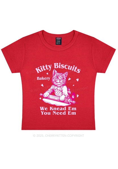Kitten Biscuits Bakery Valentine's Day Y2K Baby Tee Cherrykitten