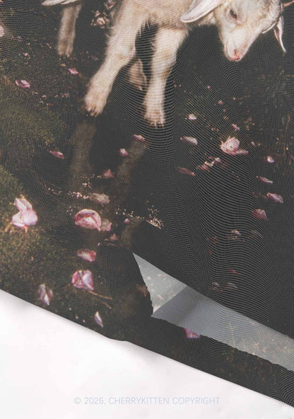 Winged Baby Goat Y2K Mesh Crop Top Cherrykitten