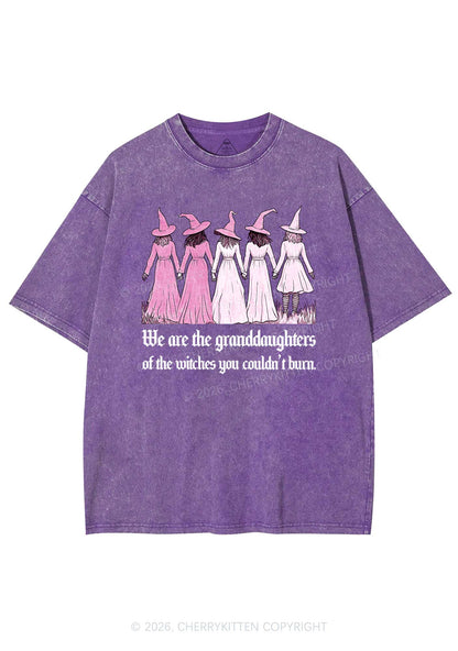 Halloween Witches Granddaughters Y2K Shirts Washed Tee Cherrykitten