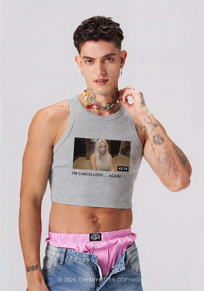 Im Canceled Again Y2K Crop Tank Top Cherrykitten