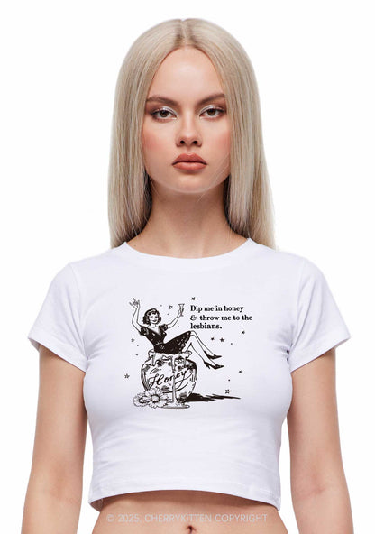 Throw Me To The Lesbians Pride Y2K Baby Tee Cherrykitten