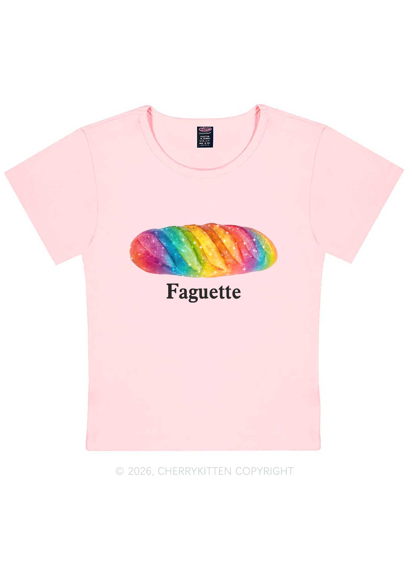 Rainbow Faguette Pride Y2K Baby Tee Cherrykitten