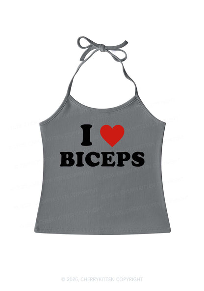 I Love Biceps Y2K Halter Neck Cami Cherrykitten