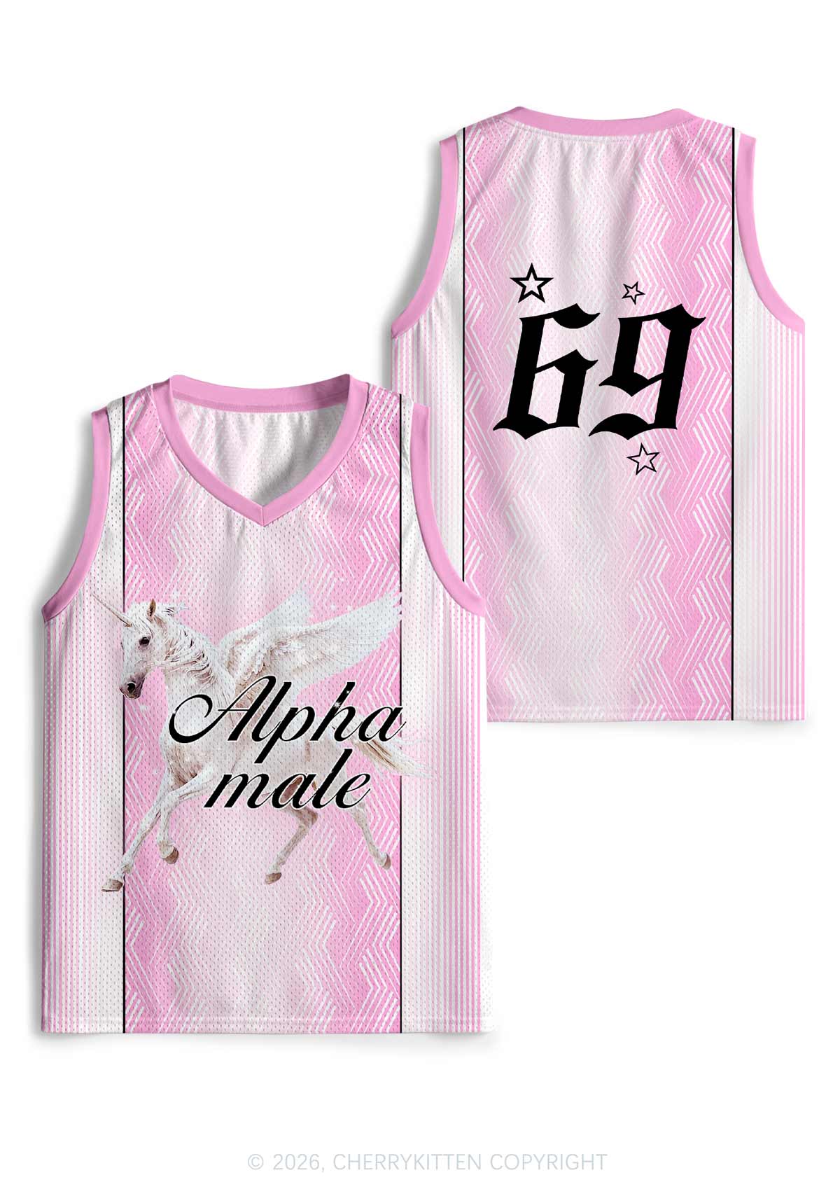 Pink Alpha Male Unicorn Pride Y2K Sport Jersey Tank Cherrykitten