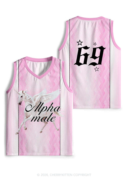 Pink Alpha Male Unicorn Pride Y2K Sport Jersey Tank Cherrykitten