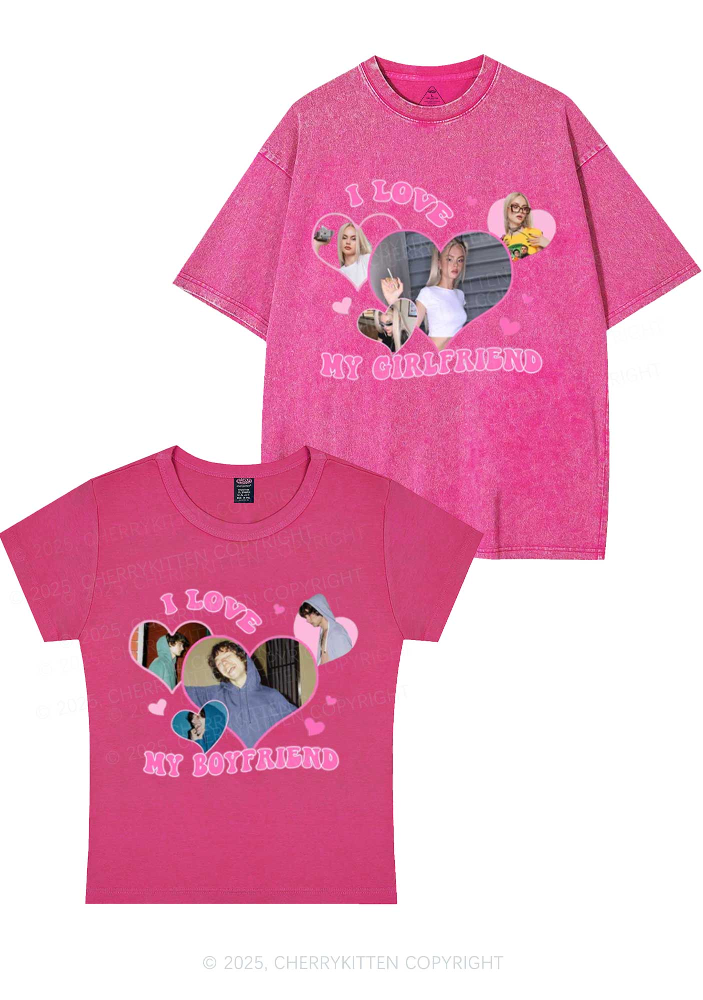 Custom GF BF Photo Y2K Valentine's Day Couple Shirt Cherrykitten