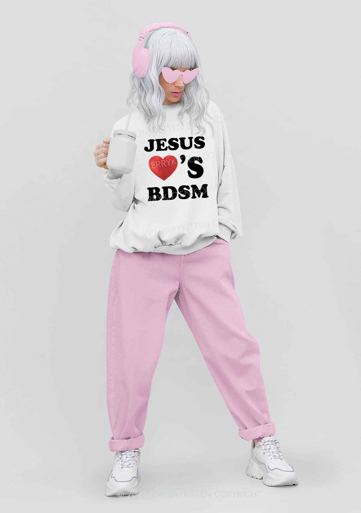 Jesus Loves BDSM Y2K Sweatshirt Cherrykitten