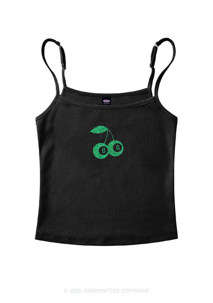 Glitter Lucky Eight St Patricks Y2K Spaghetti Strap Cami Cherrykitten