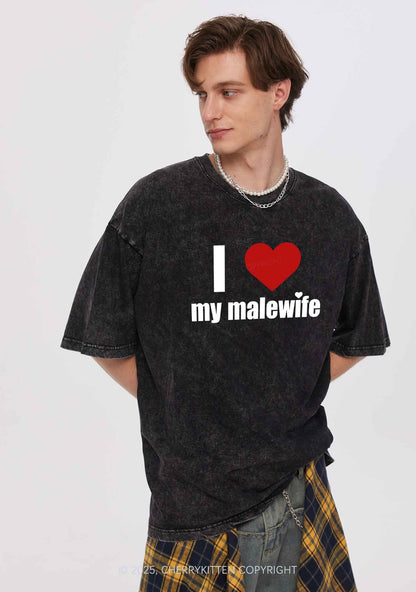 I Love My Malewife Pride Y2K Shirts Washed Tee Cherrykitten