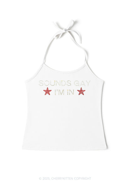 Rhinestone Sounds Gay Pride Y2K Halter Neck Cami Cherrykitten
