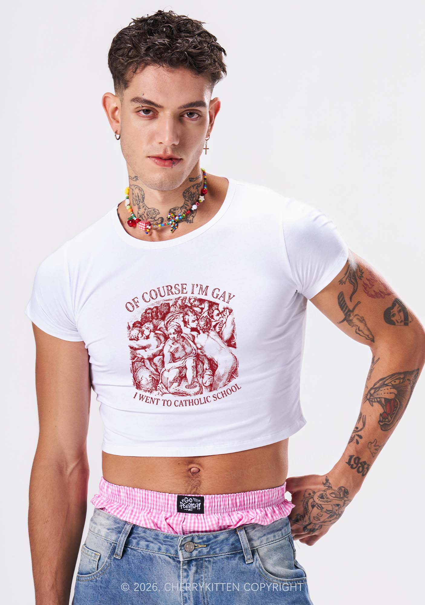 Of Course Im Gay l Pride Y2K Baby Tee Cherrykitten