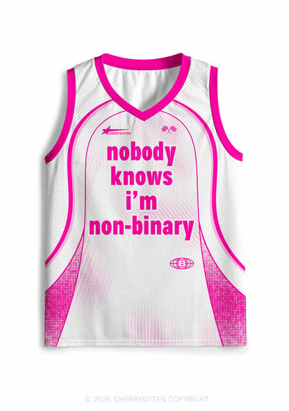 Nobody Knows Im Nonbinary Pride Y2K Sport Jersey Tank Cherrykitten