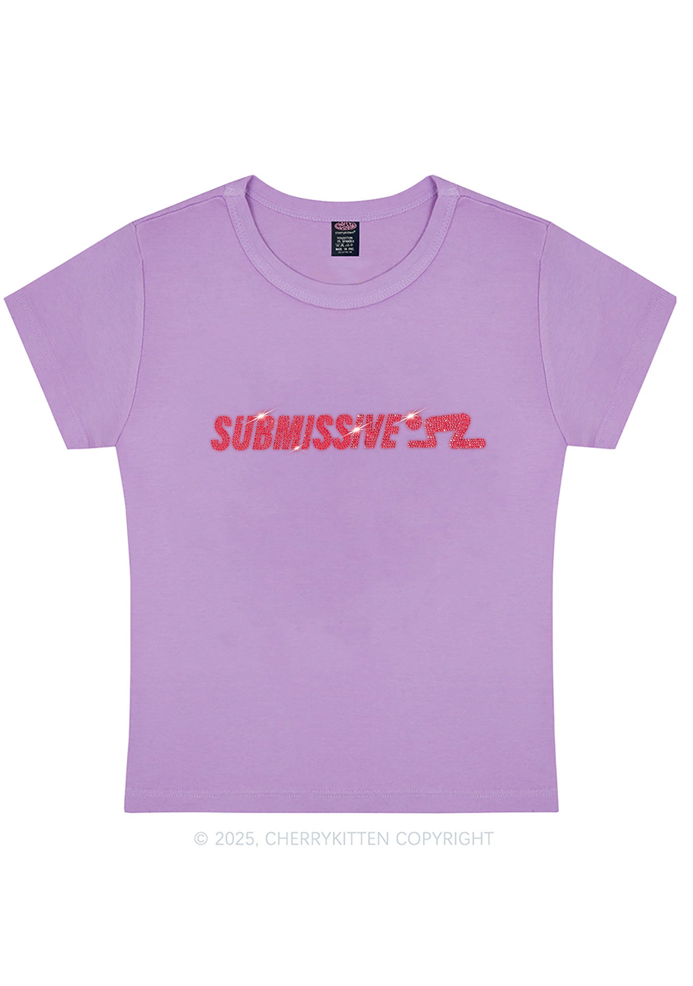 Rhinestone Submissive Man Y2K Baby Tee Cherrykitten
