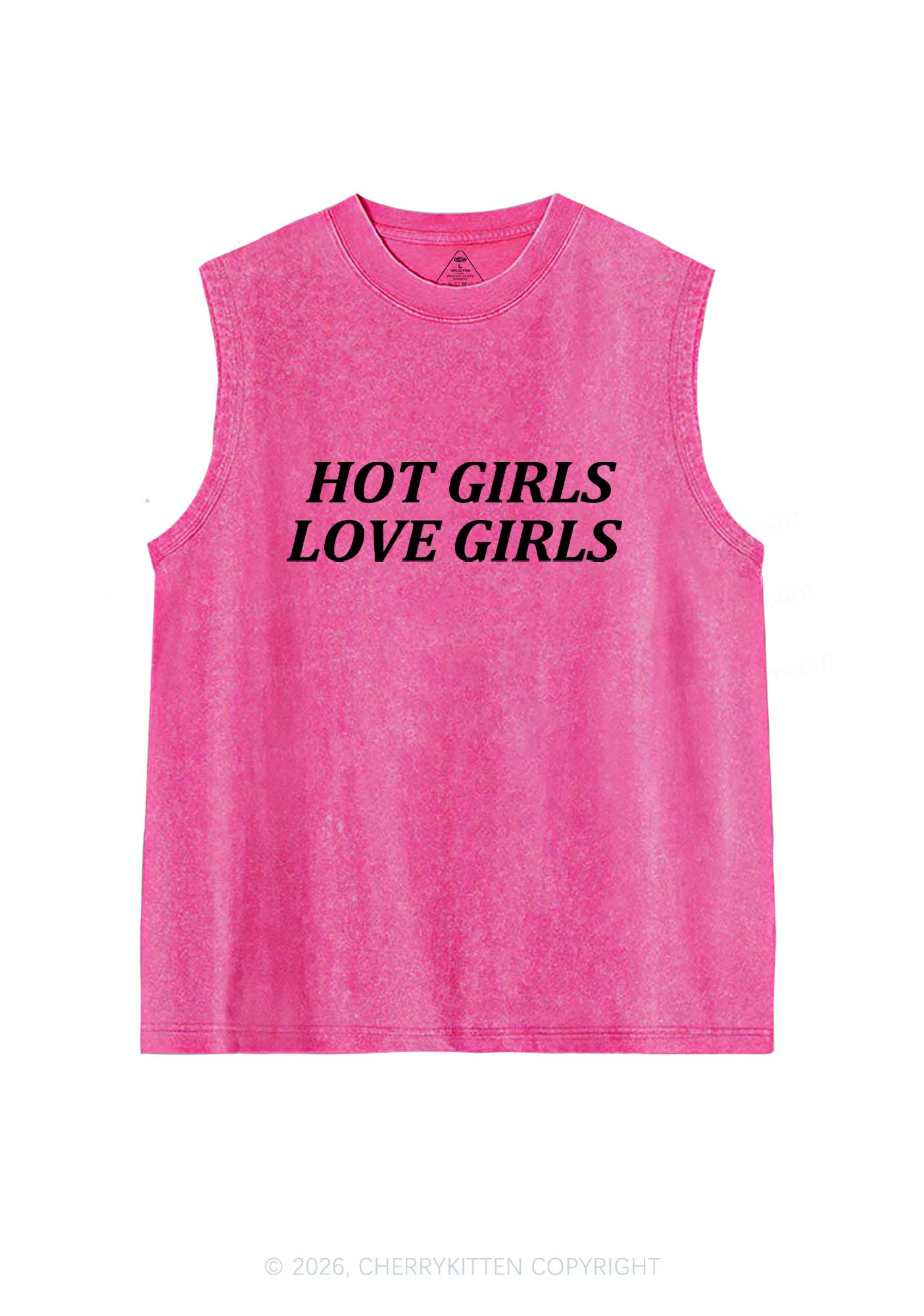 Hot Girls Love Girls Pride Y2K Washed Muscle Tank Cherrykitten