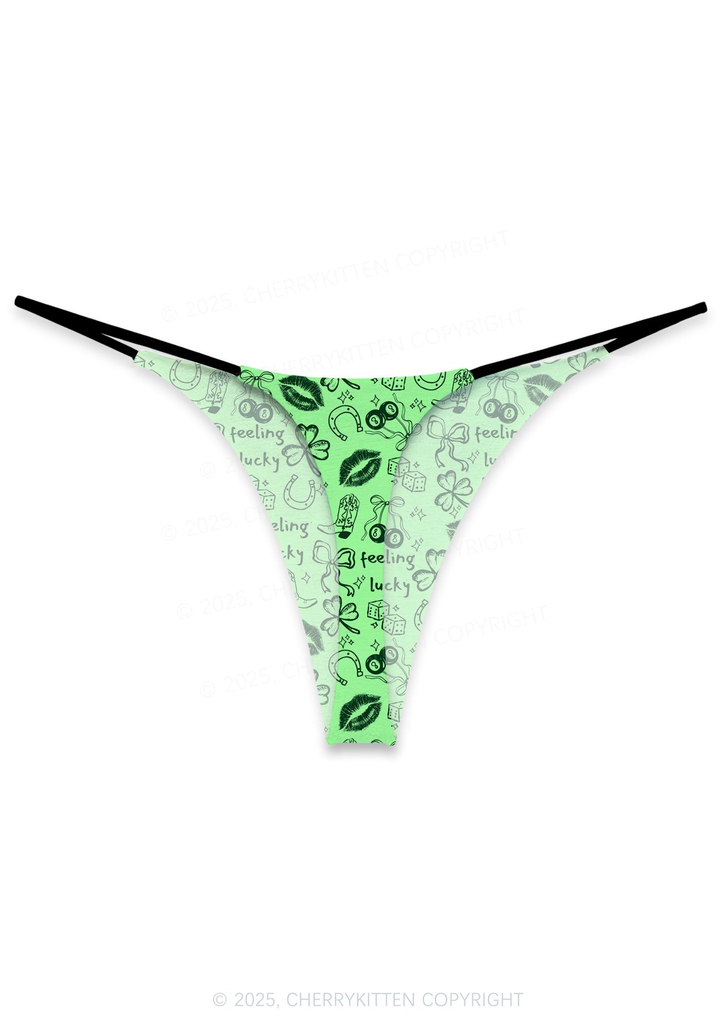 Feeling Lucky Graffiti St Patricks Y2K Print Bikini String Thong Cherrykitten