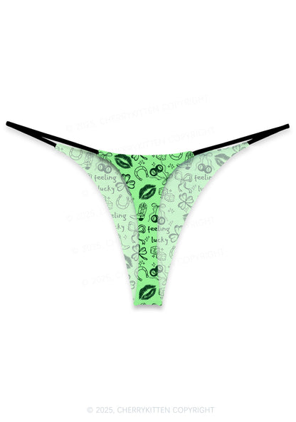 Feeling Lucky Graffiti St Patricks Y2K Print Bikini String Thong Cherrykitten