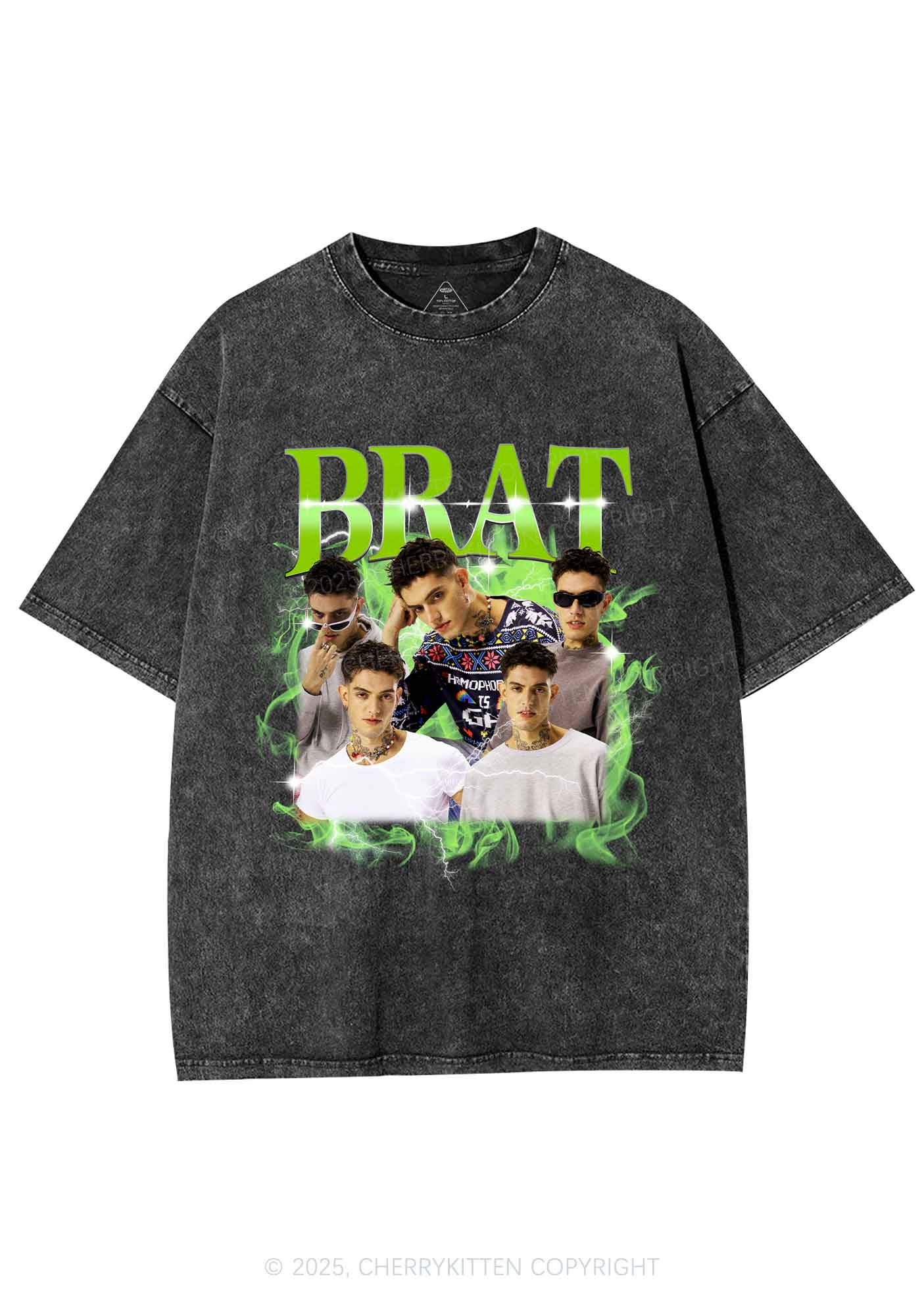 Custom Brat Portrait Y2K Shirts Washed Tee Cherrykitten