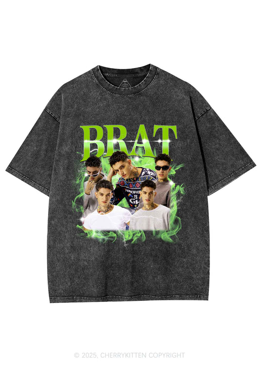 Custom Brat Portrait Y2K Shirts Washed Tee Cherrykitten