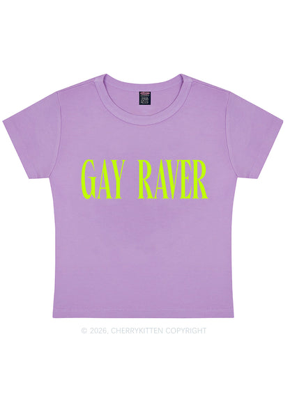 Gay Raver Pride Y2K Baby Tee Cherrykitten