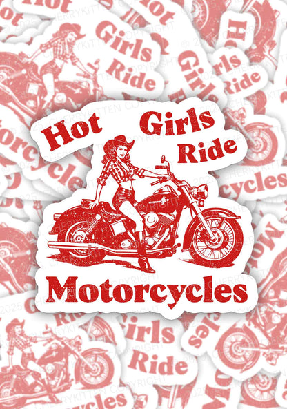Hot Girls Ride Motorcycles 1Pc Y2K Sticker Cherrykitten