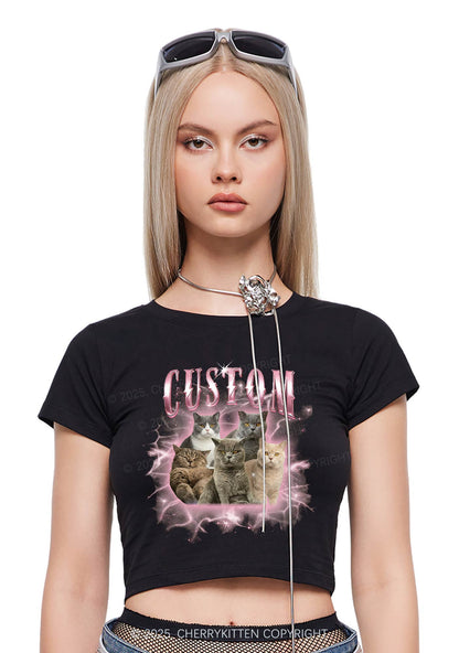 Custom Cat Photo Art Y2K Baby Tee Cherrykitten