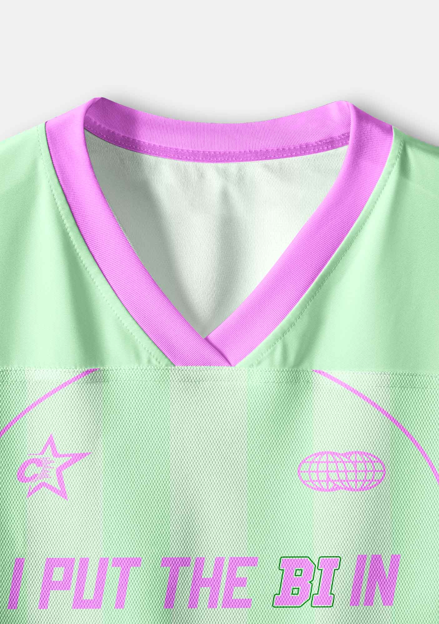 Mint Green I Put The Bi In Bxxch Pride Y2K Crop Sport Jersey Shirts Cherrykitten