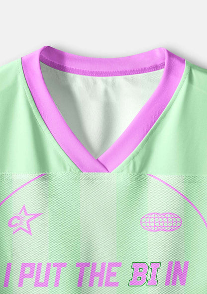 Mint Green I Put The Bi In Bxxch Pride Y2K Crop Sport Jersey Shirts Cherrykitten