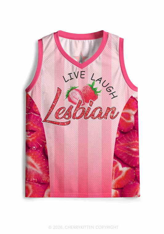 Live Laugh Lesbian Strawberry Pride Y2K Sport Jersey Tank Cherrykitten