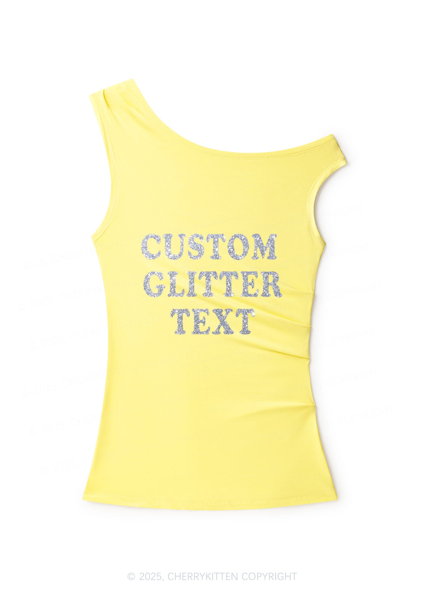 Custom Text Glitter Y2K Off Shoulder Tank Top Cherrykitten