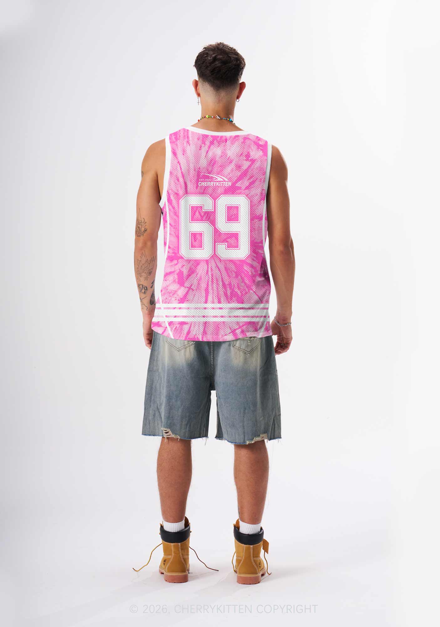 Pink Tie Dye Gay Thoughts Pride Y2K Sport Jersey Tank Cherrykitten
