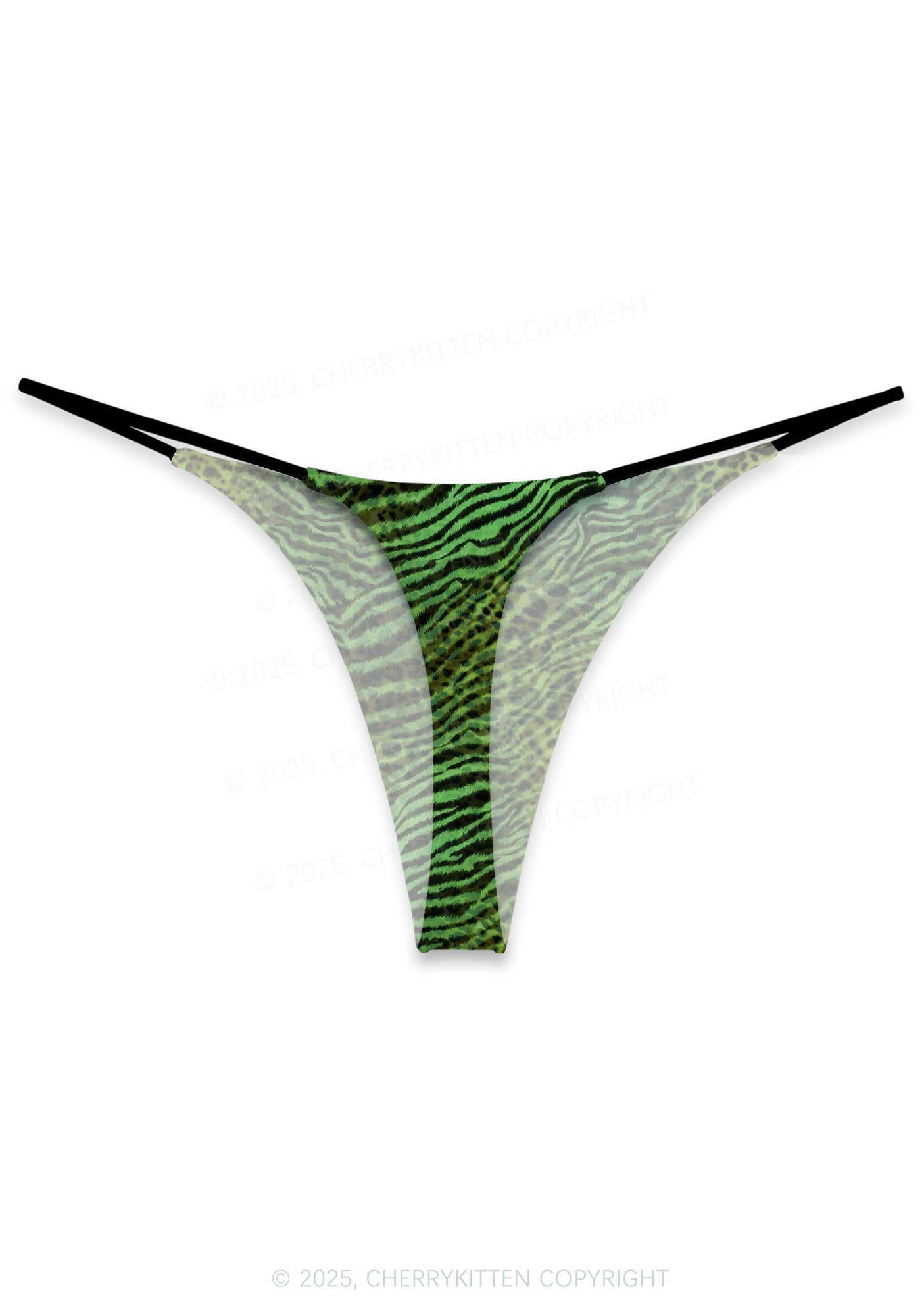 Green Zebra Leopard Pattern St Patricks Y2K Print Bikini String Thong Cherrykitten